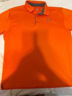 Under Armour Men’s Bright Orange Polo with Gray Accents